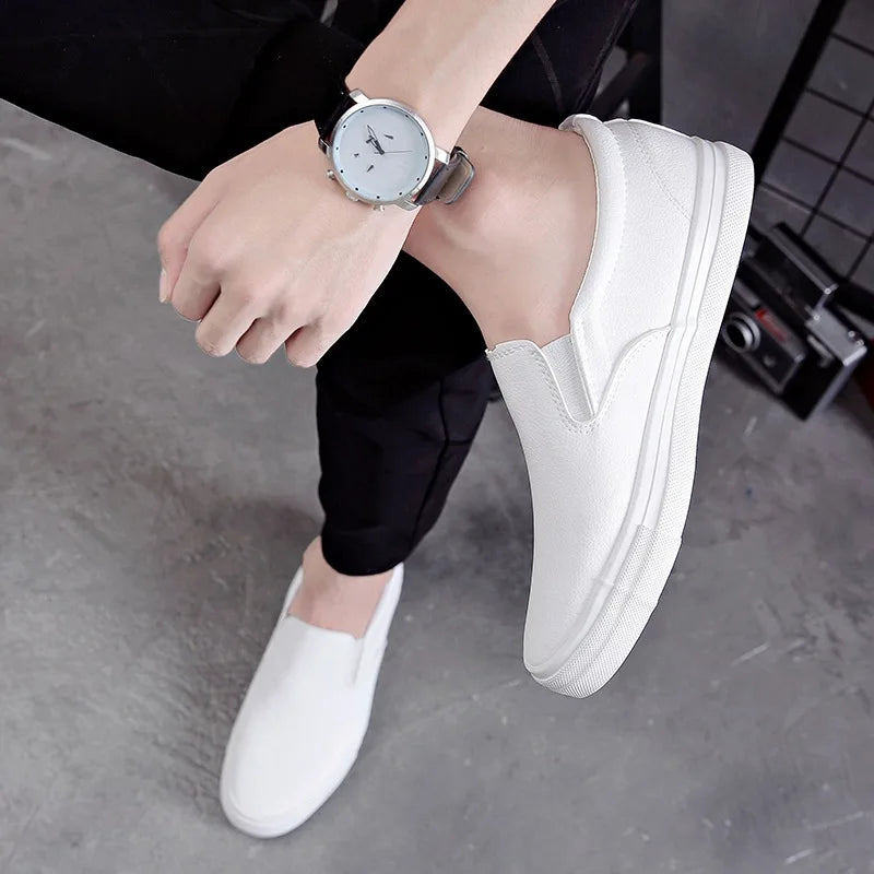 Fashion Cool Young Men Street Shoes Soft Flat Mens Casual Shoes Brand Male Footwear Black White Shoes KA3764