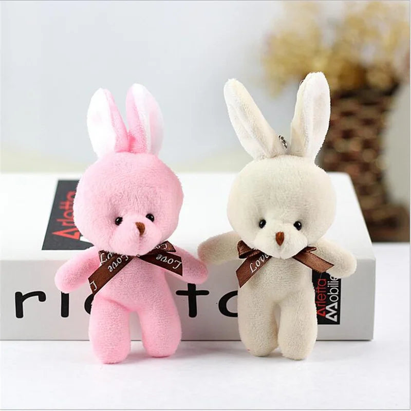 1Pcs Bunny Plush Toys New Cute Bow Tie Rabbit Toy Christmas Gift Stuffed Animal Doll For Girls Holiday Gift 12CM
