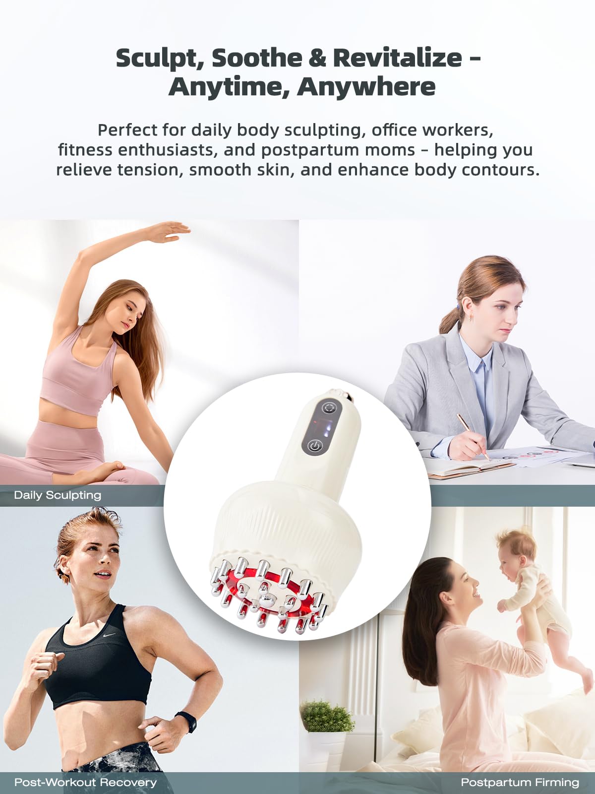 35-Speed 3-in-1 Lymphatic Drainage Massager - Cellulite Massage Tool for Legs, Arms, Belly | Anti Cellulite Massage Tool w/Microcurrent, Heat, Vibration | Body Sculpting & Skin Renewal