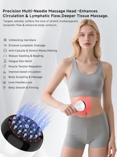 Lymphatic Massager for Body Contouring & Care – Handheld Device for Legs, Arms & Belly with Heat and Vibration, Aims to Improve Appearance of Skin Texture