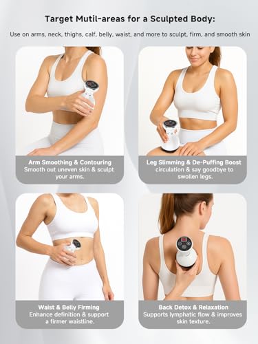 Lymphatic Massager for Body Contouring & Care – Handheld Device for Legs, Arms & Belly with Heat and Vibration, Aims to Improve Appearance of Skin Texture