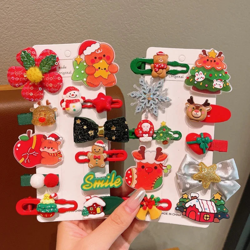 Christmas cartoon hair clip for kids; cute bangs side clip; Santa Claus duck mouth clip; little girl side clip.