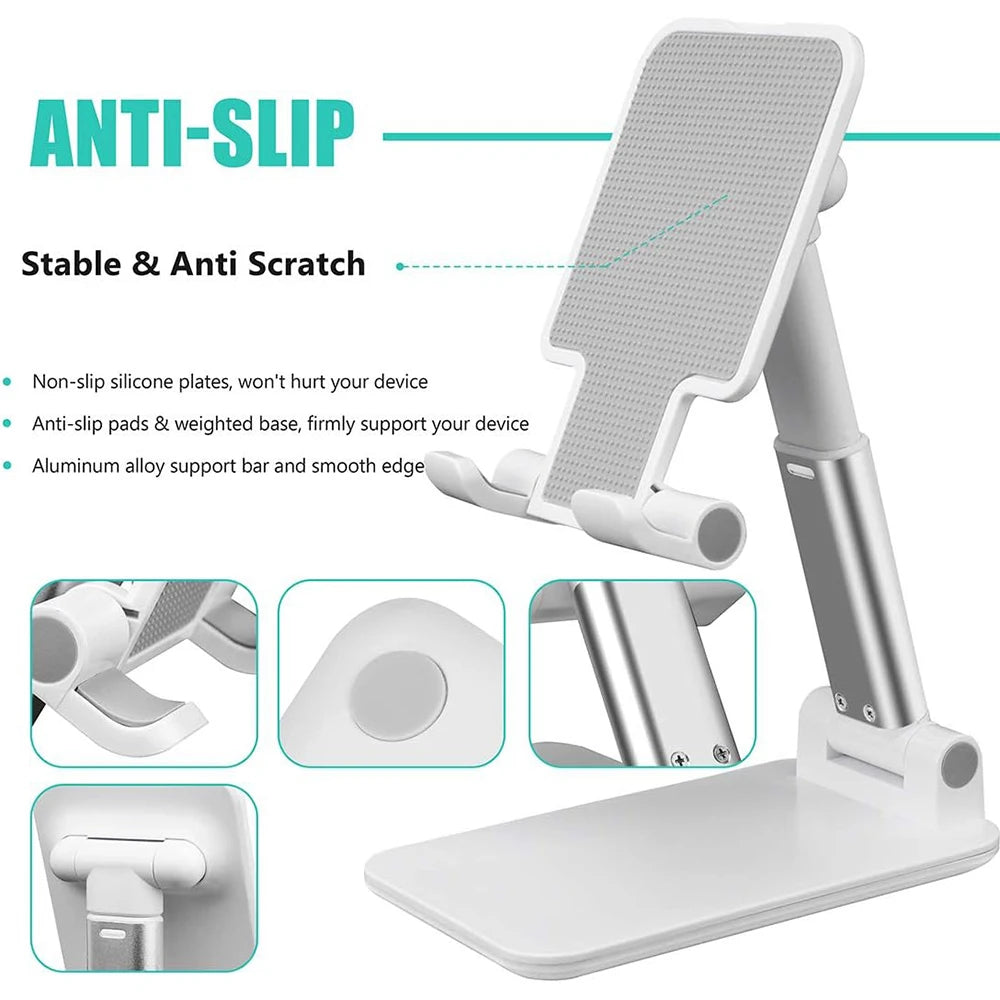 2pcs Adjustable Phone Stand Holder, Foldable Desk Stand for 4-8" Devices, Height & Angle Adjustable, Universal for iPhone Tablet