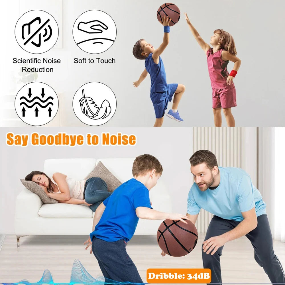 Mute Bouncing Basketball Ball Standard Dia 24cm/23cm Indoor Dribble Practice Silent Ball College Basketball Bounce Quiet at Home