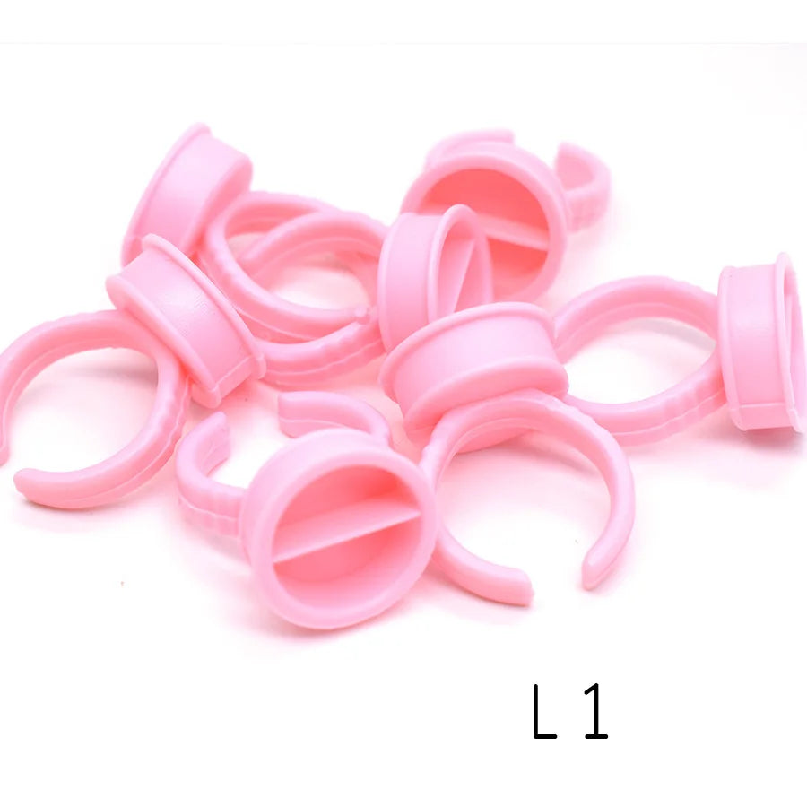 100Pcs Disposable Heart-shaped Glue Ring Cup Eyelash Extension Tattoo Pigment Holder Pallet Lashes Makeup Tools