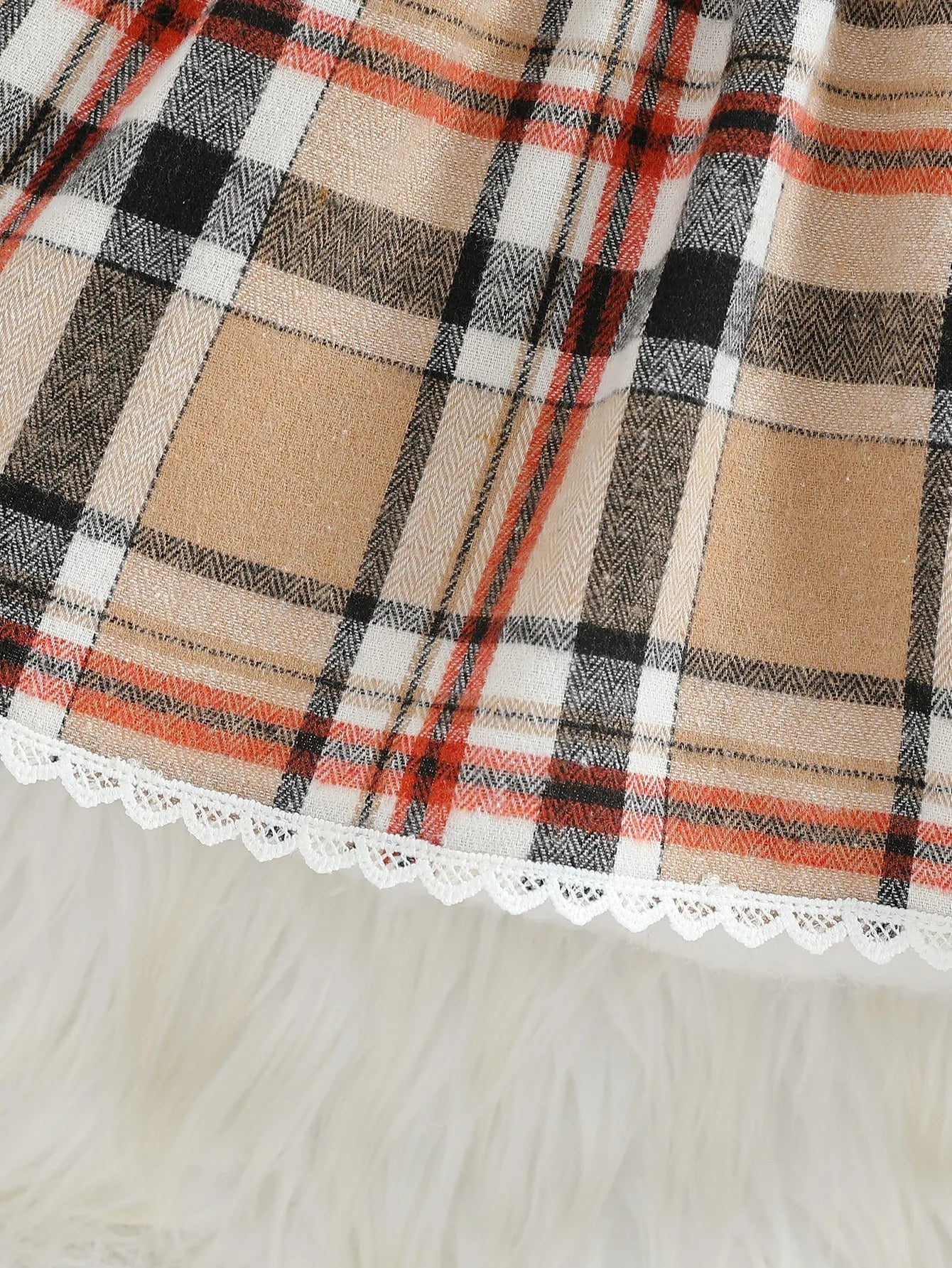 Baby girl's new fashionable plaid patchwork groove lace design bow dress and headband