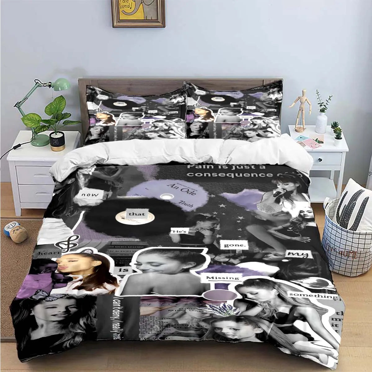 Fashion Pop Singer A-Ariana G-Grande Print Bedding Sets Bed Supplies Set Duvet Cover Bed Comforter Set Bedding Set Luxury Gift