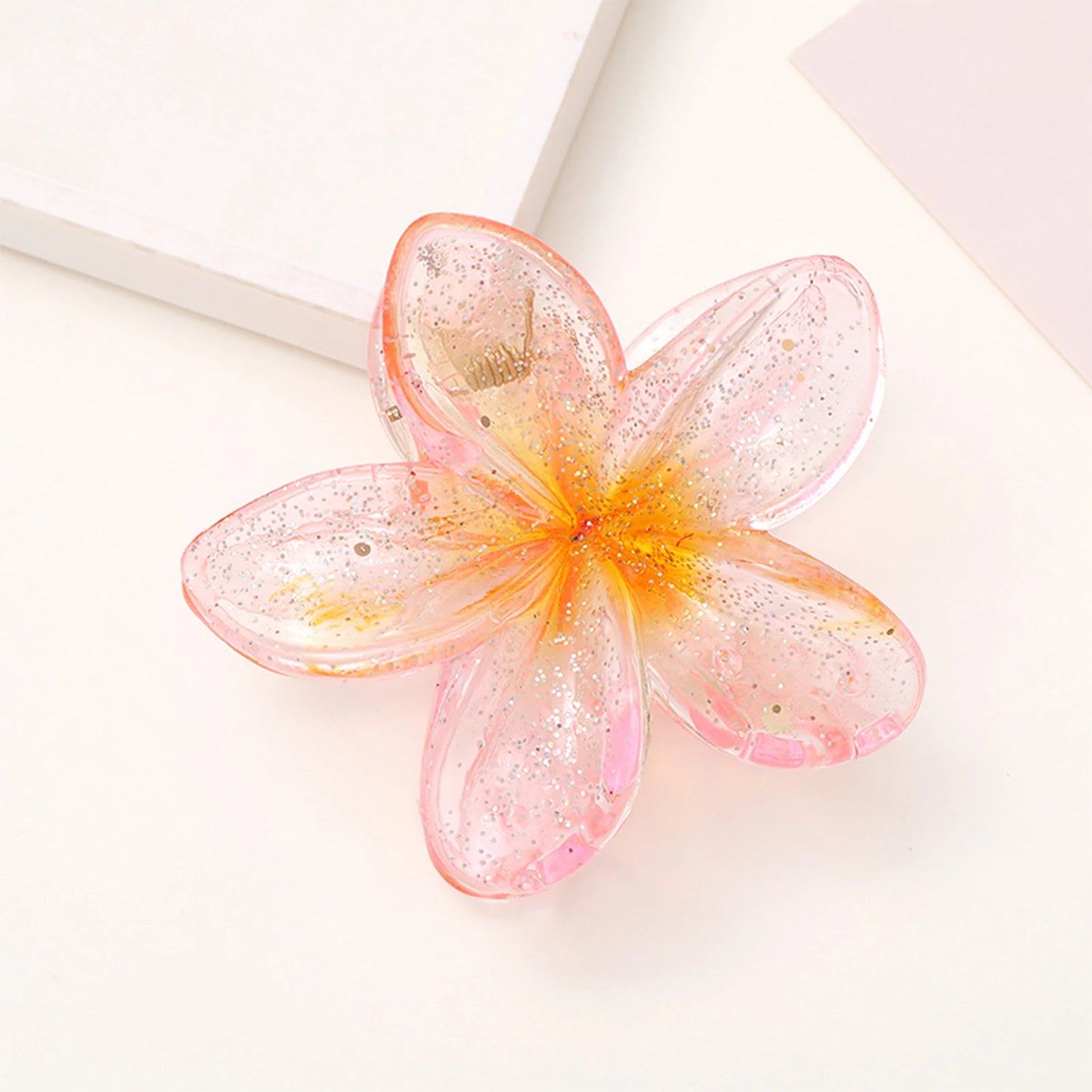 Red Flower Plastic Hair Clip Gentle Women Sweet Frangipani Hair Claws Crab Clamp Barrette Ponytail Holder Headwear Accessories