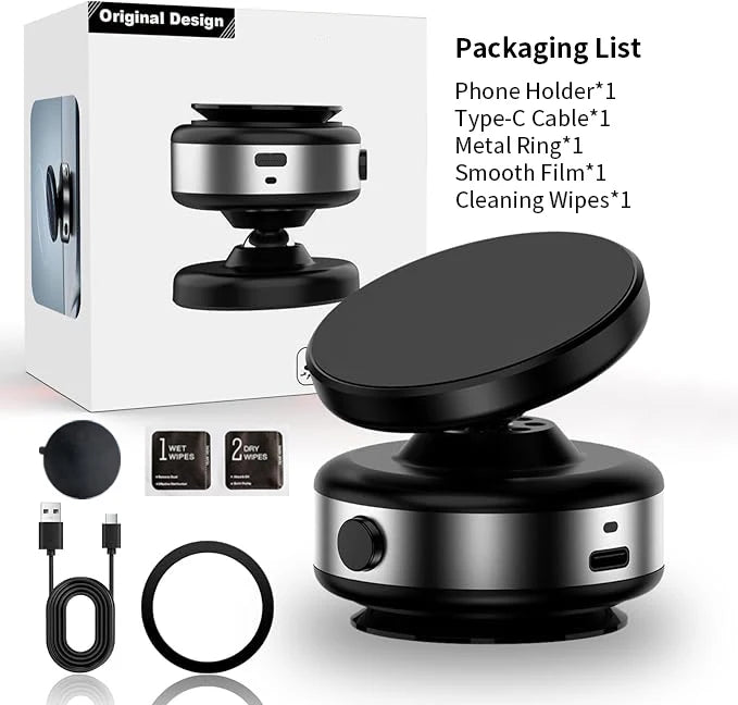 Electric Vacuum Magnetic Car Mount Stand for Cell Phone 360° Rotation Strong Suction Cup for iPhone 14 15 16 Hands-Free Holder