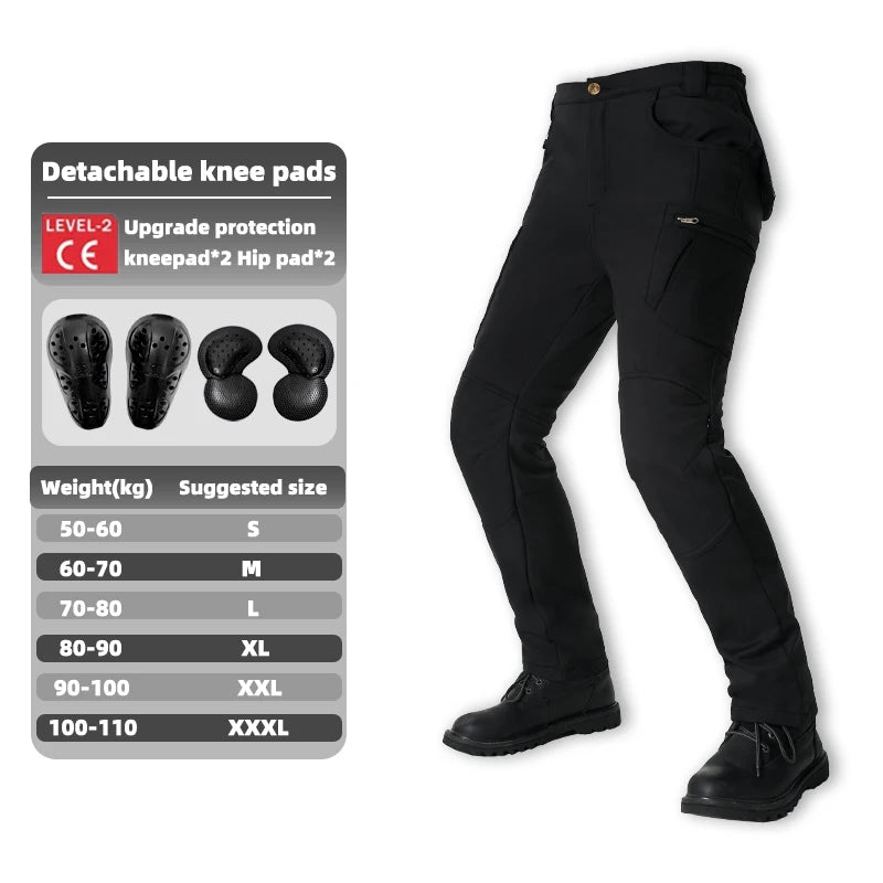 Men's Winter Motorcycle Pants Waterproof Windproof Thickened with Protective Gear New Motocross Motorbike Outdoor Trousers