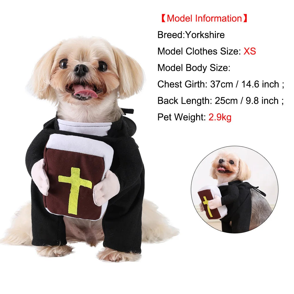 Halloween Cats Costume Jesus Cross Cosplay Clothes For Small Medium Large Dogs Cat Outfits With Bible Christmas Dress Up Apparel