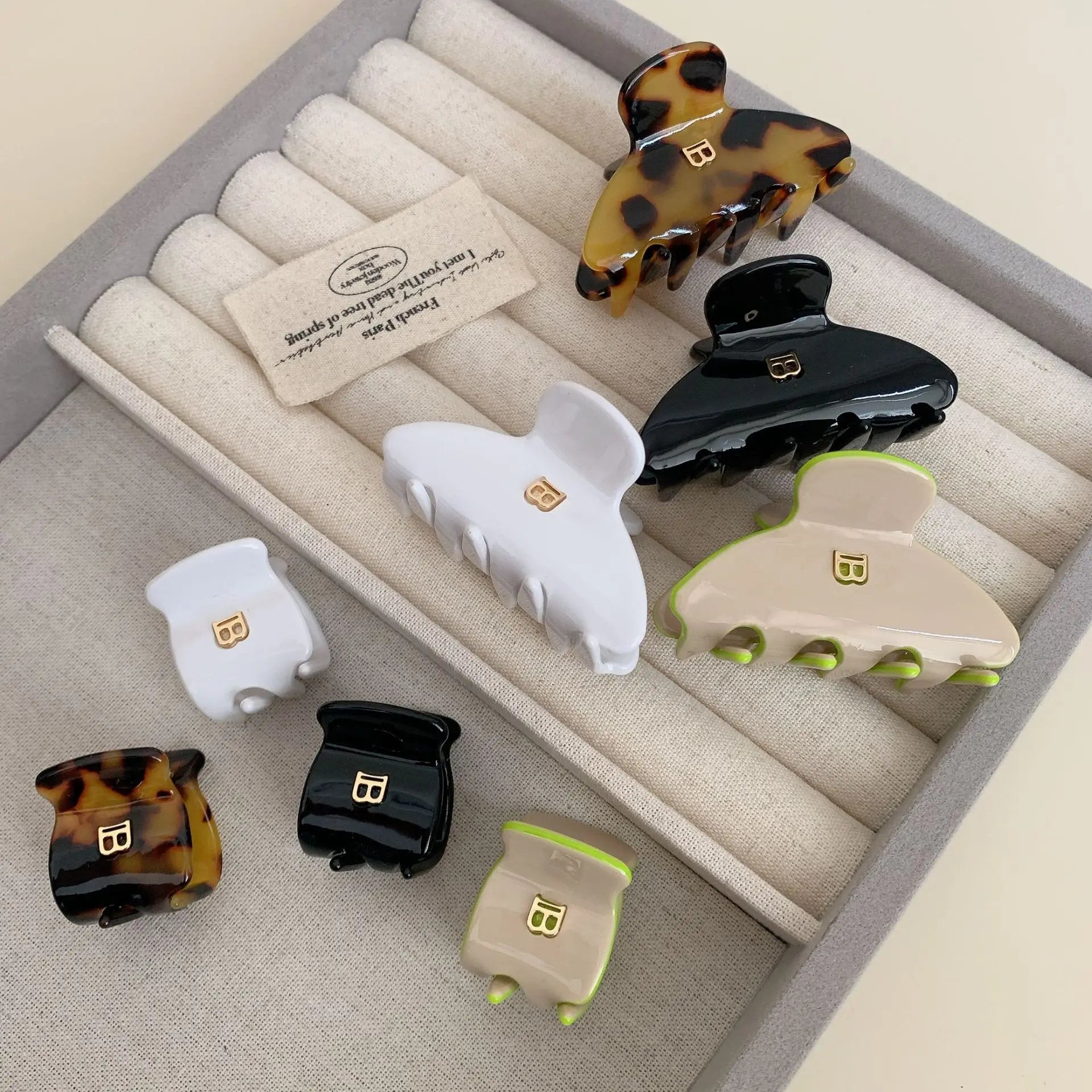 Korean Style of letter B Hairclaw for Women Acetic Acid Arc Grab Clip Girl High Ponytail Premium Hair Accessories Crab Hairpin