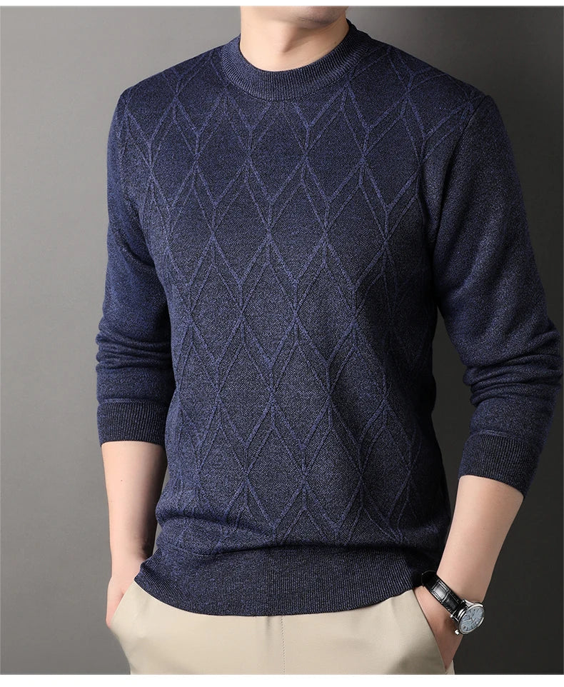 Man Pullover New 2025 Autumn Winter Solid Color Comfortable And Casual Soft Thickened Sweater With Added Velvet Sweater