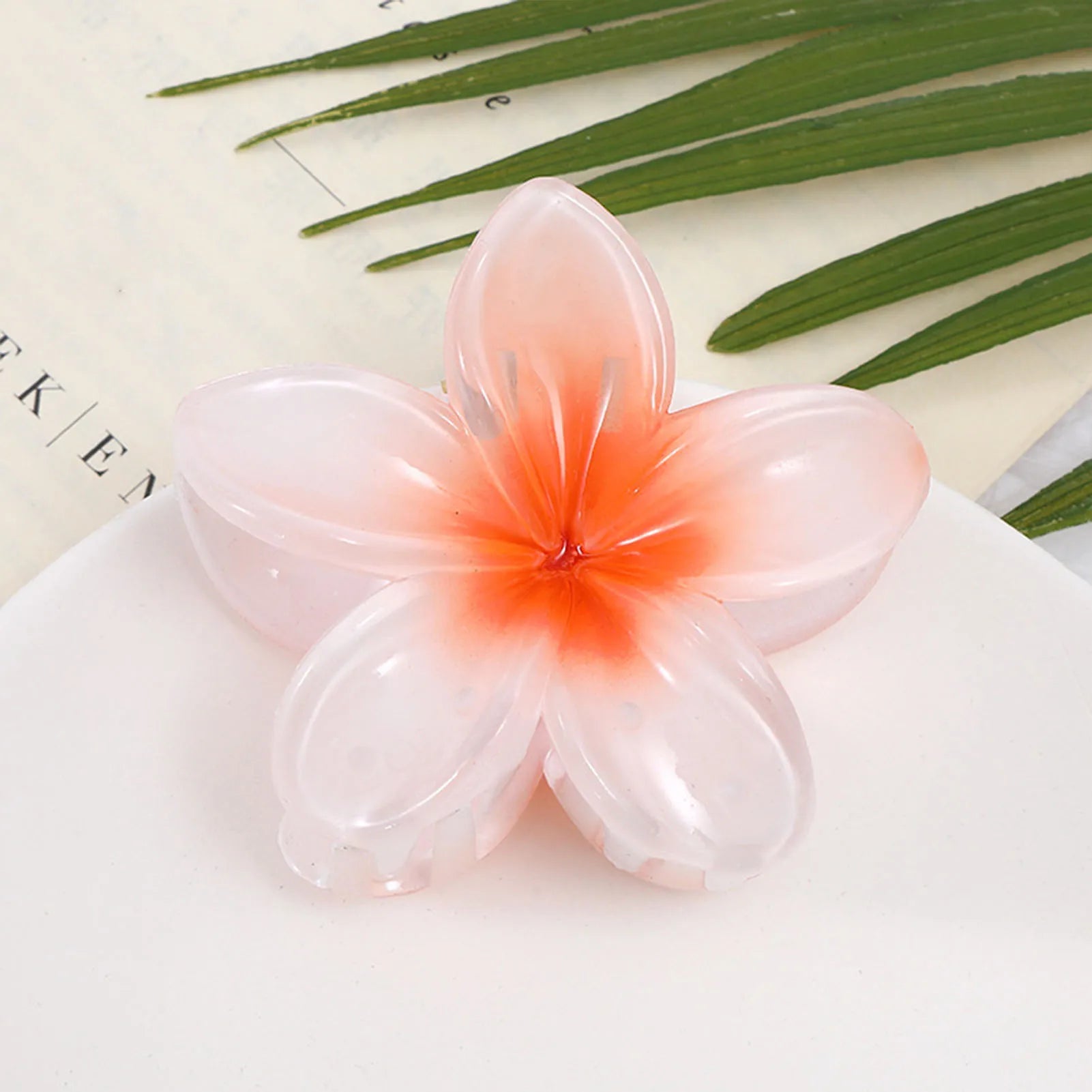 Red Flower Plastic Hair Clip Gentle Women Sweet Frangipani Hair Claws Crab Clamp Barrette Ponytail Holder Headwear Accessories
