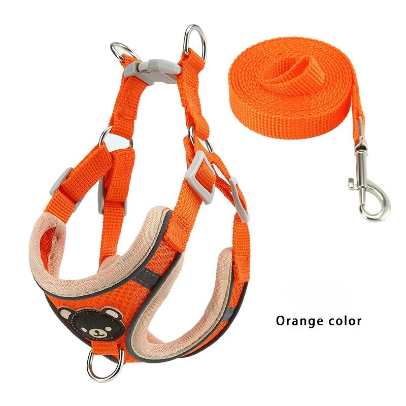 Dog Harness Adjustable Vest Walking Traction Rope Set for Dog Collar Breathable Mesh Harness for Small Medium Cat Dog Pet Lead