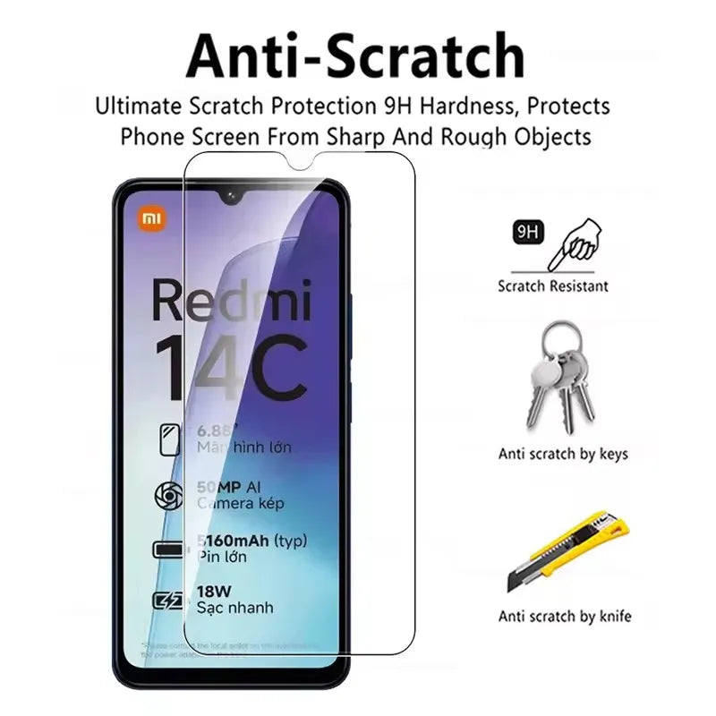 3Pcs HD Tempered Glass For Xiaomi 14C 13 13C 12 12C 5G Full Cover Screen Protector