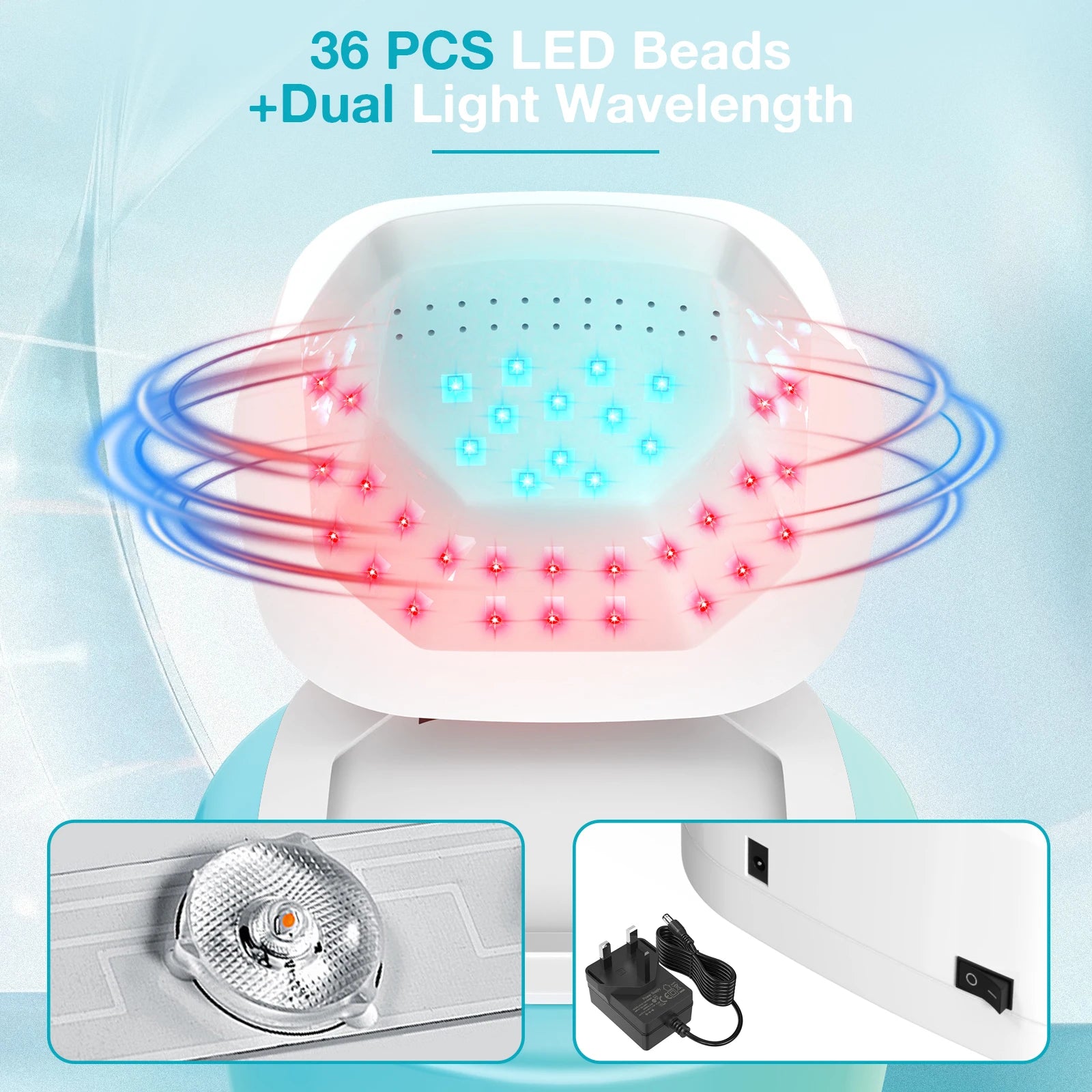 20W Nail Fungus Cleaning Device for Multiple Fingers&Toes 650nm470nm Wireless Digital Display 3/5/7/10 Minute Sessions Nail Care