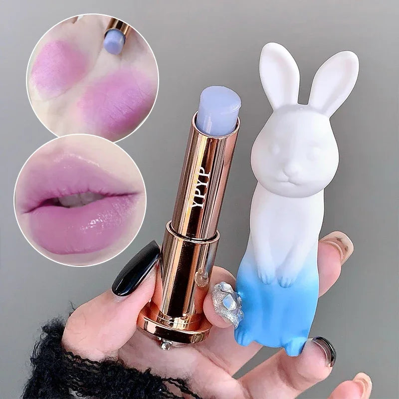Rabbit Moisturizing Lip Balm Purple Rose Tint Crystal Jelly Colored Anti-chapped Lip Care Smoothens LipLines Base Clear Lipstick