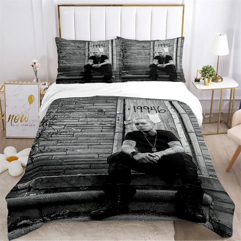 Eminem Hip-Hop Singer Print Bedding Set Exquisite Duvet Cover Comforter Set Luxury Bed Supplies Gift for Birthday