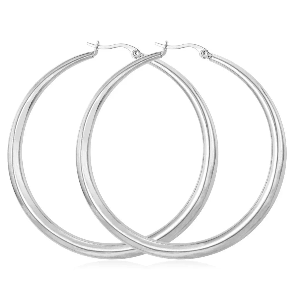U7 Hyperbole Big 62mm Hoop Earring for Women Stainless Steel Air-corn Light Weight 18g/Pair Daily Jewelry QC24