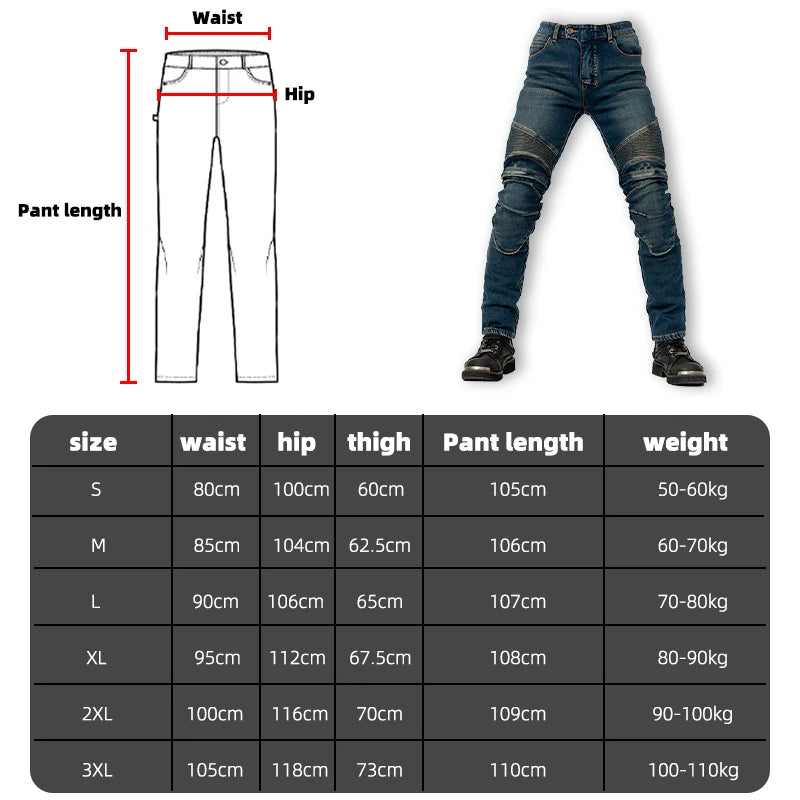 Men Winter Motorcycle Jeans Motocross Blue Pants Racing Protective Gear Rider Pants Anti-fall New Outdoor Riding Motos Trousers
