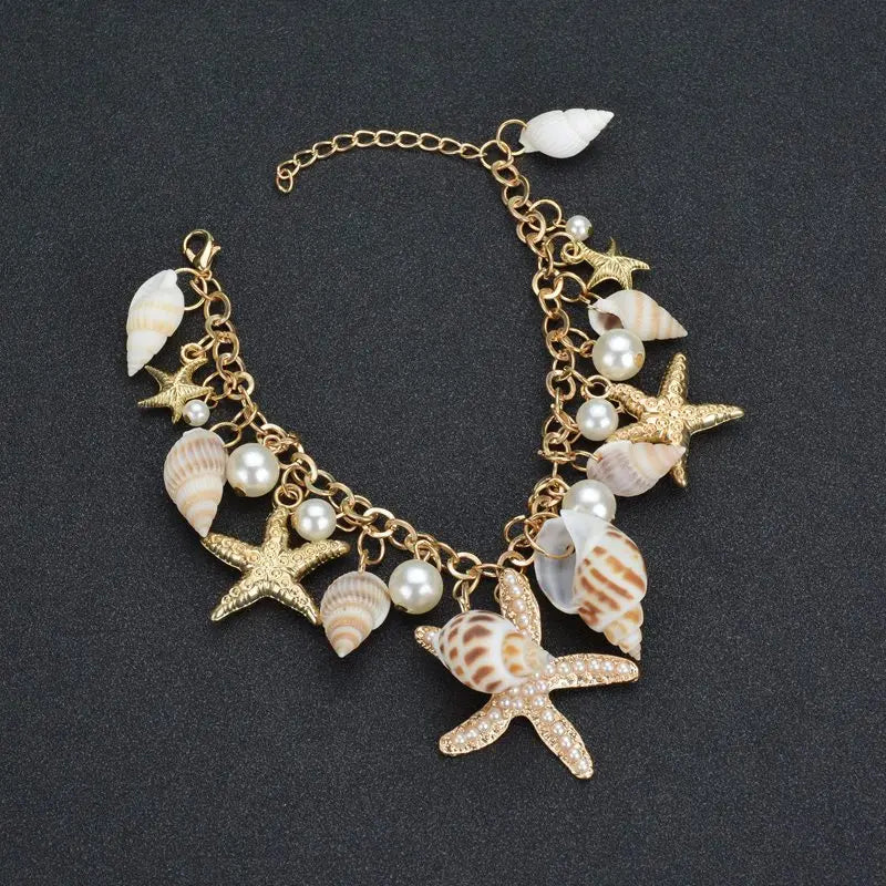 Bohemian Beach Style Bracelet For Women Starfish Shell Charm Bangle Girls Summer Fashion Jewelry Accessories