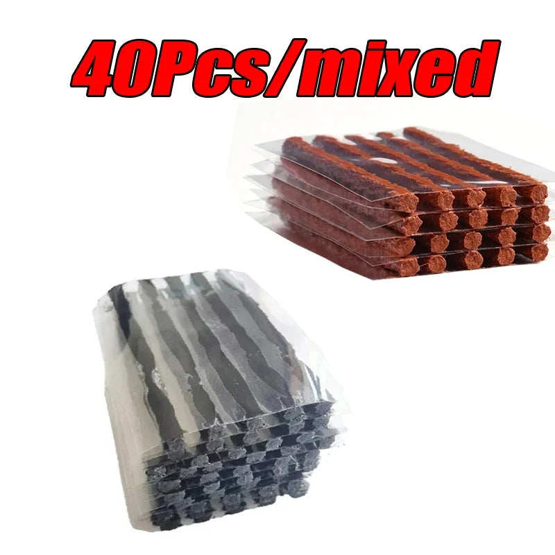 5-50Pc Car Tire Repair Tool Kit with Rubber Strips Tubeless Tyre Puncture Studding Plug Motorcycle Truck Vacuum Tire Repair Tool