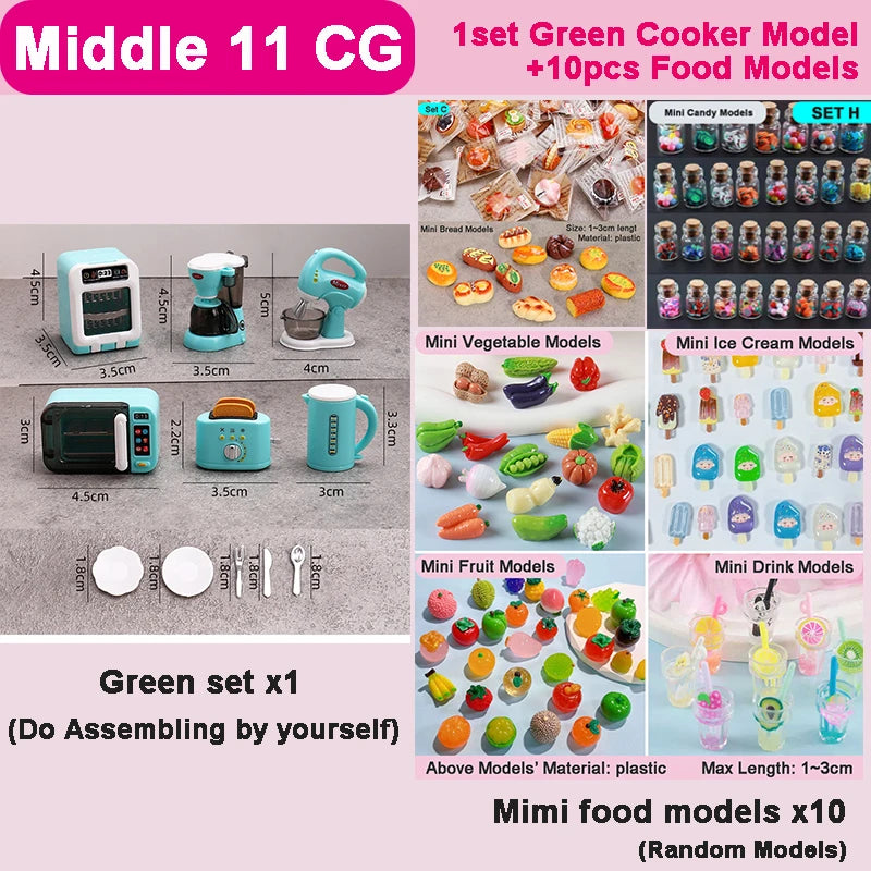 DIY Miniature Doll House Refrigerator Food Toy Simulative Fridge Microwave Oven Kitchen Utensils For Girls Kids Christmas Gifts