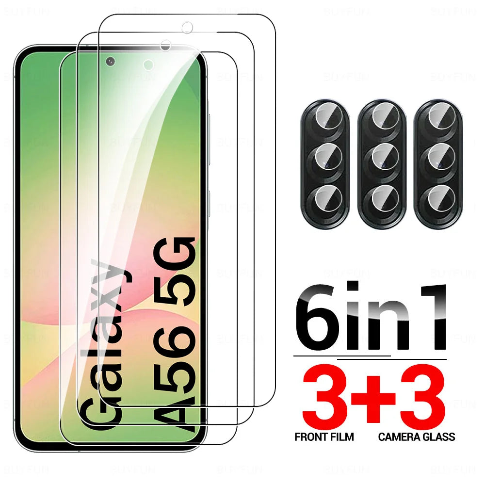 6in1 Camera Glass For Samsung Galaxy A56 Full Cover Tempered Glass SamsungA56 GalaxyA56 Samung A 56 56A 5G Lens Screen Protector