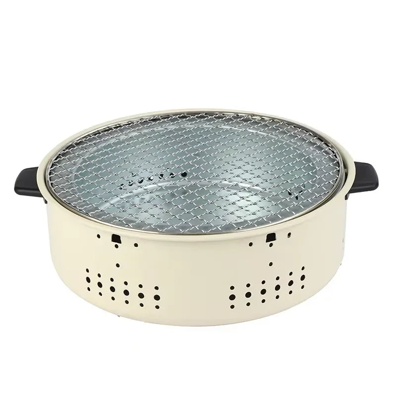 Portable Barbecue Grill Korean Charcoal Stove Stainless Steel Split BBQ Stove Round Non-stick Barbecue Rack For Outdoor Camping