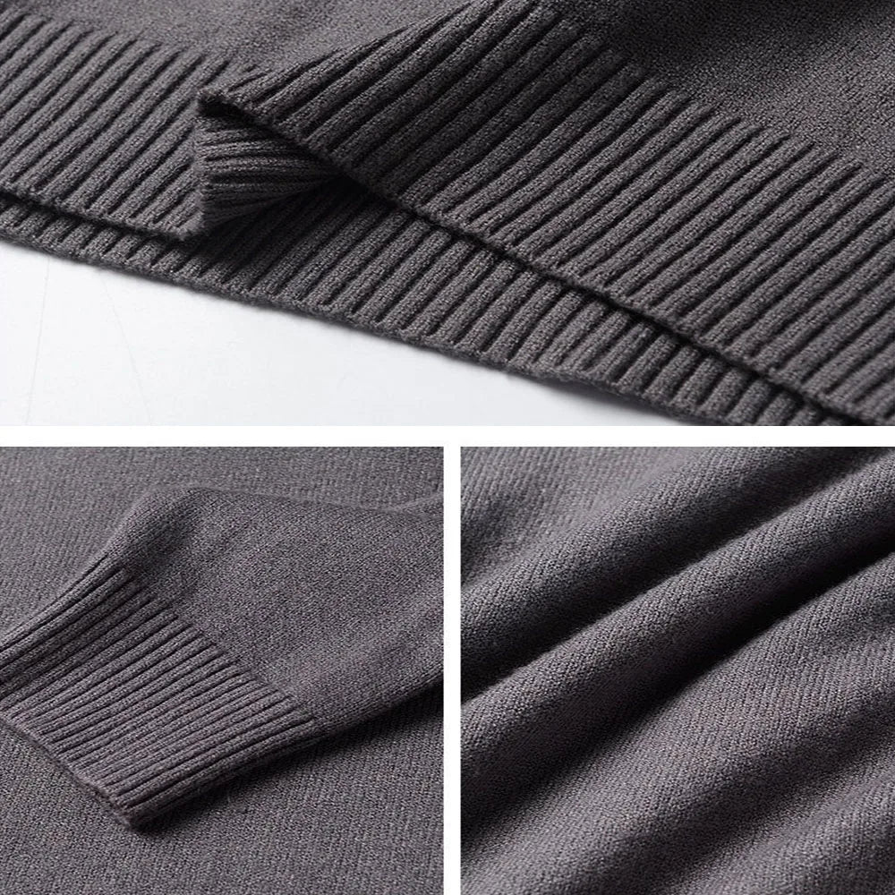 Korean Fashion Autumn Winter Sweaters Men Pullovers Fleece Turtleneck Knitted Sweatshirt Warm Bottoming Shirts