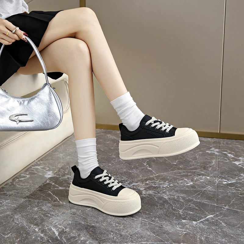 Platform casual sneakers with thick soles, stylish and versatile, height-increasing sports shoes 2810