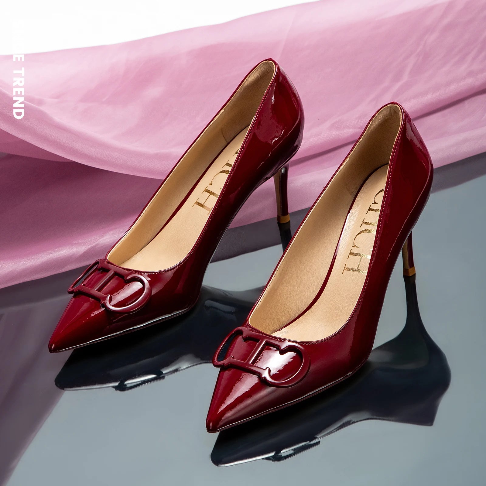 CHCH Women's High Heels New Lacquer Leather Women's Business Wedding Shoes 7cm