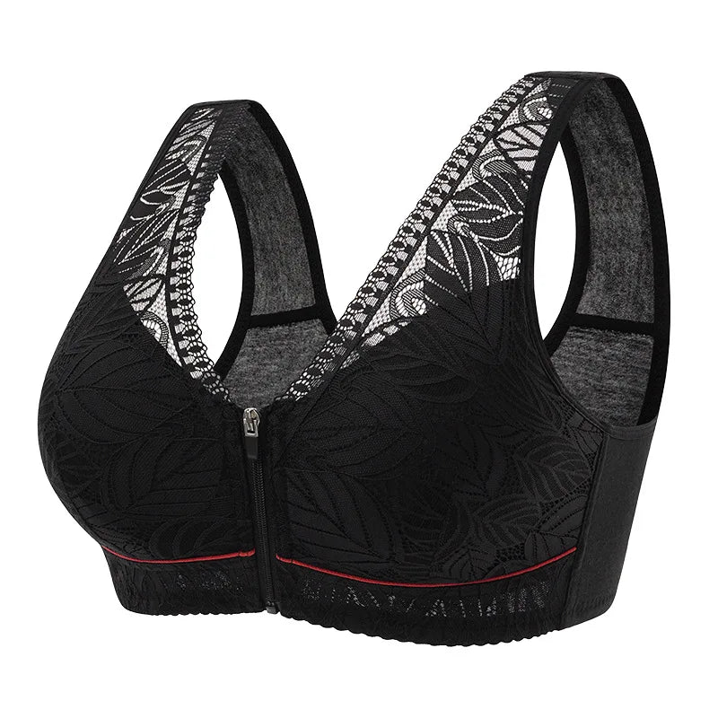 S-6XL Sports yoga bra cotton cups front zipper underwear breathable women no steel ring tank top lace large size bra