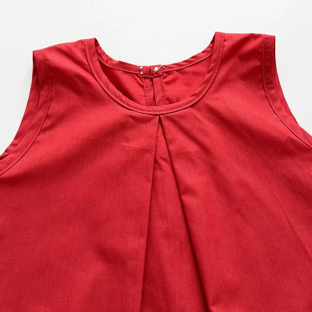 Summer New 3-7Y Girls Casual Clothes Korean Version Children Sleeveless O-Neck Tassel Top + Flower Print Pants 2 Pcs Set