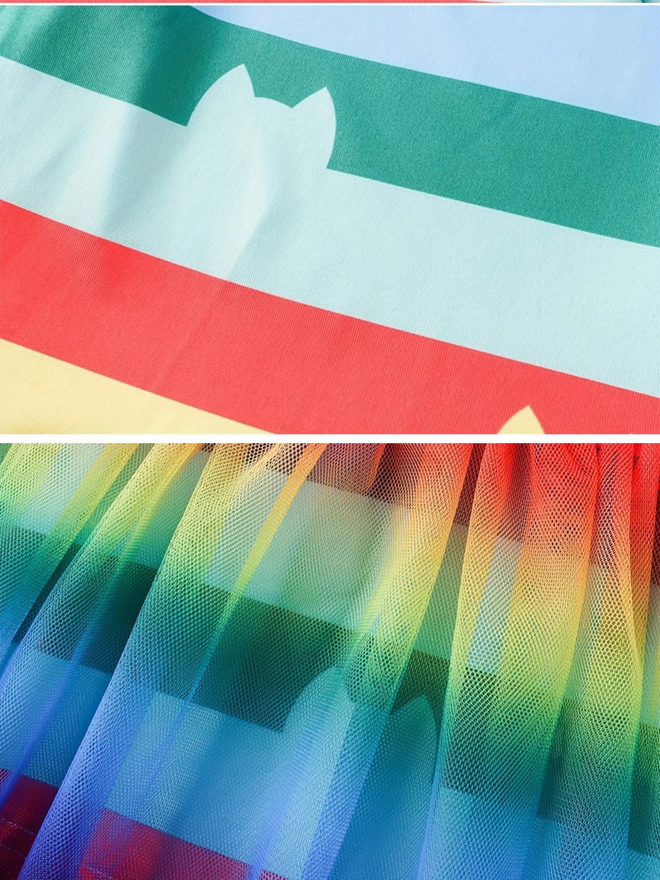 Spring Autumn Children's Clothes Set Gabby Long Sleeved Rainbow Mesh Skirt +pants Set Dollhouse Cat Girl's Tutu Two-Piece Sets