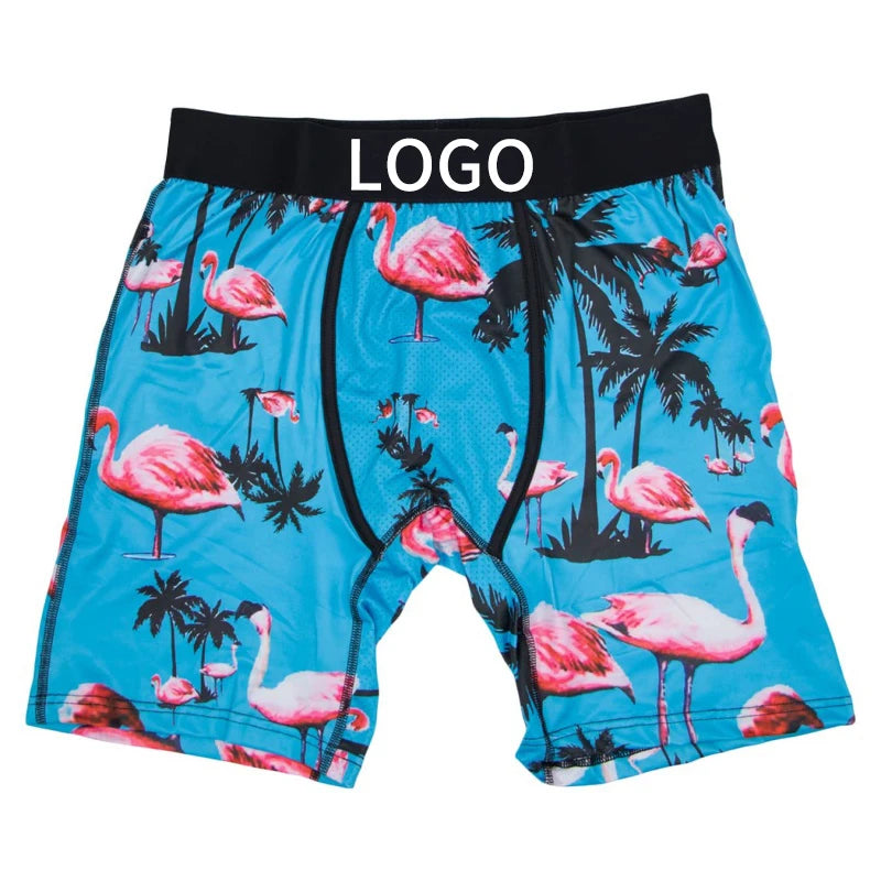 Sexy Men Underwear Mesh Breathable Crotch Mens Underpants Men's Panties Plus Size L-2XL Man Boxershorts Printed Men Boxer Briefs