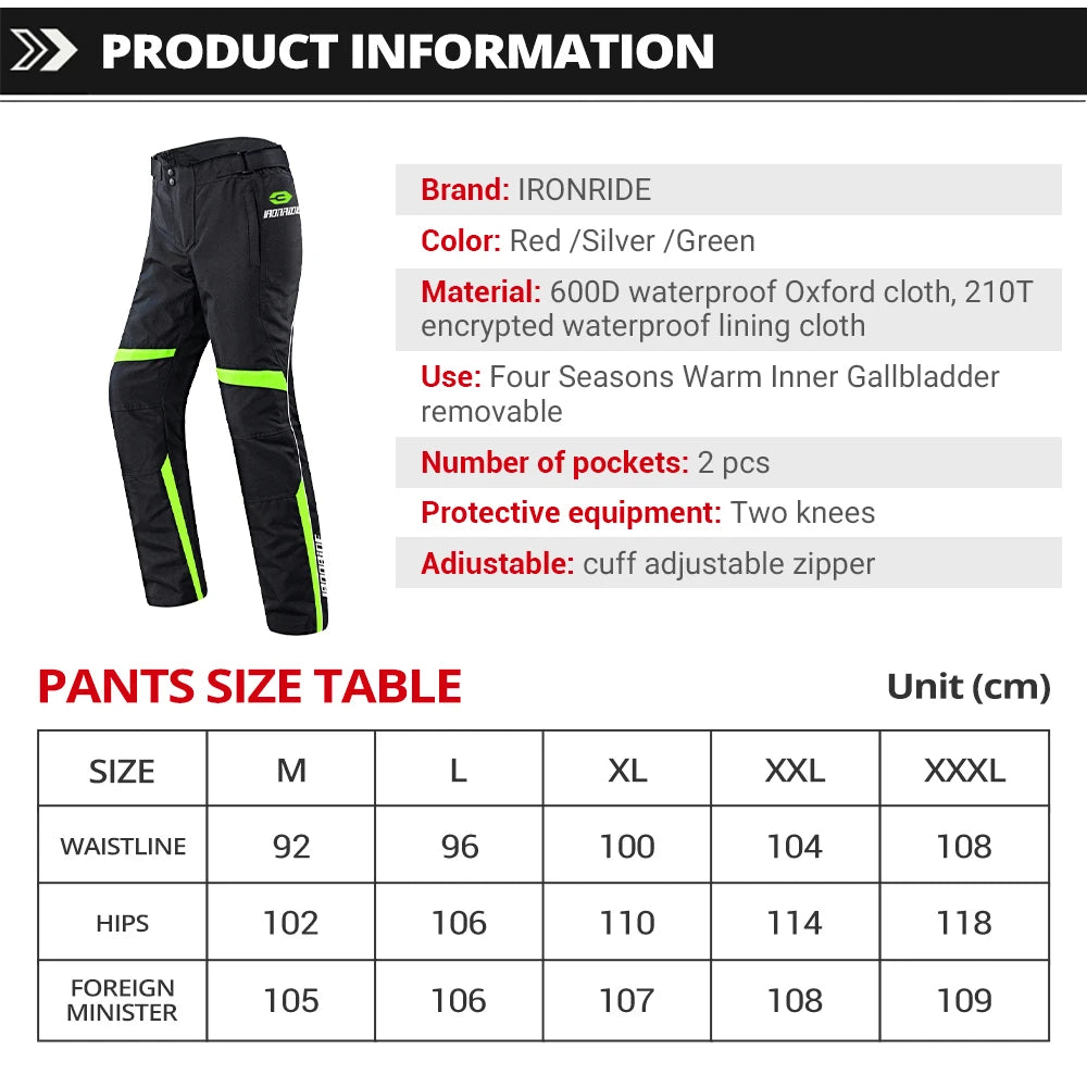 Winter Windproof Waterproof Motorcycle Pants Men Outdoor Motocross Pants Breathable Reflective Racing Pants Motorcycle Equipment