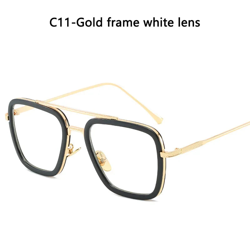 Sun Glasses Fashion Square frame Tony Stark Style Women Sunglasses Men Square Brand Design Sun Glasses Oculos Retro Male Iron
