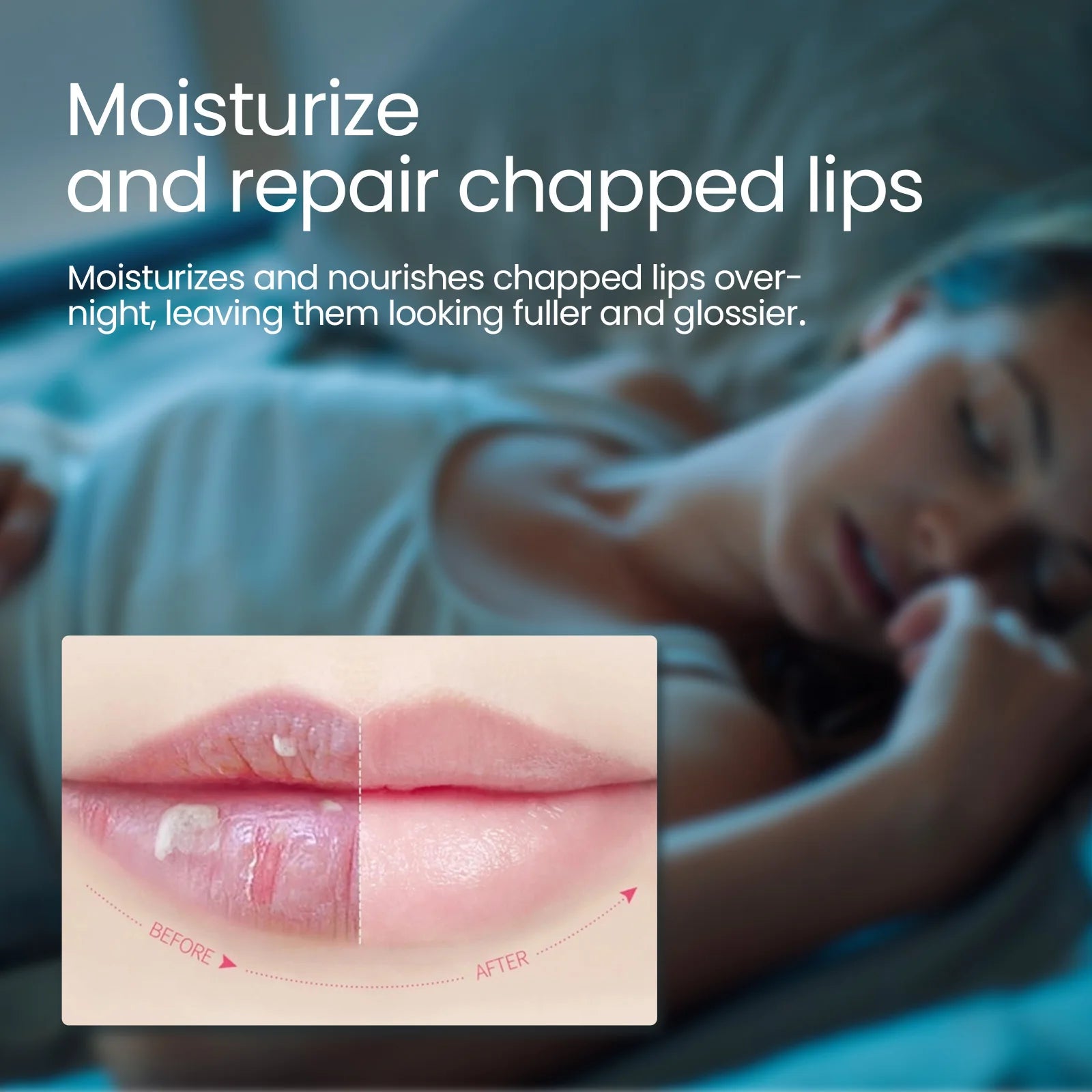 Overnight Lip Sleeping Mask, Hydrating Lip Treatment for Dry Chapped Lips, Exfoliating & Plumping Lip Care
