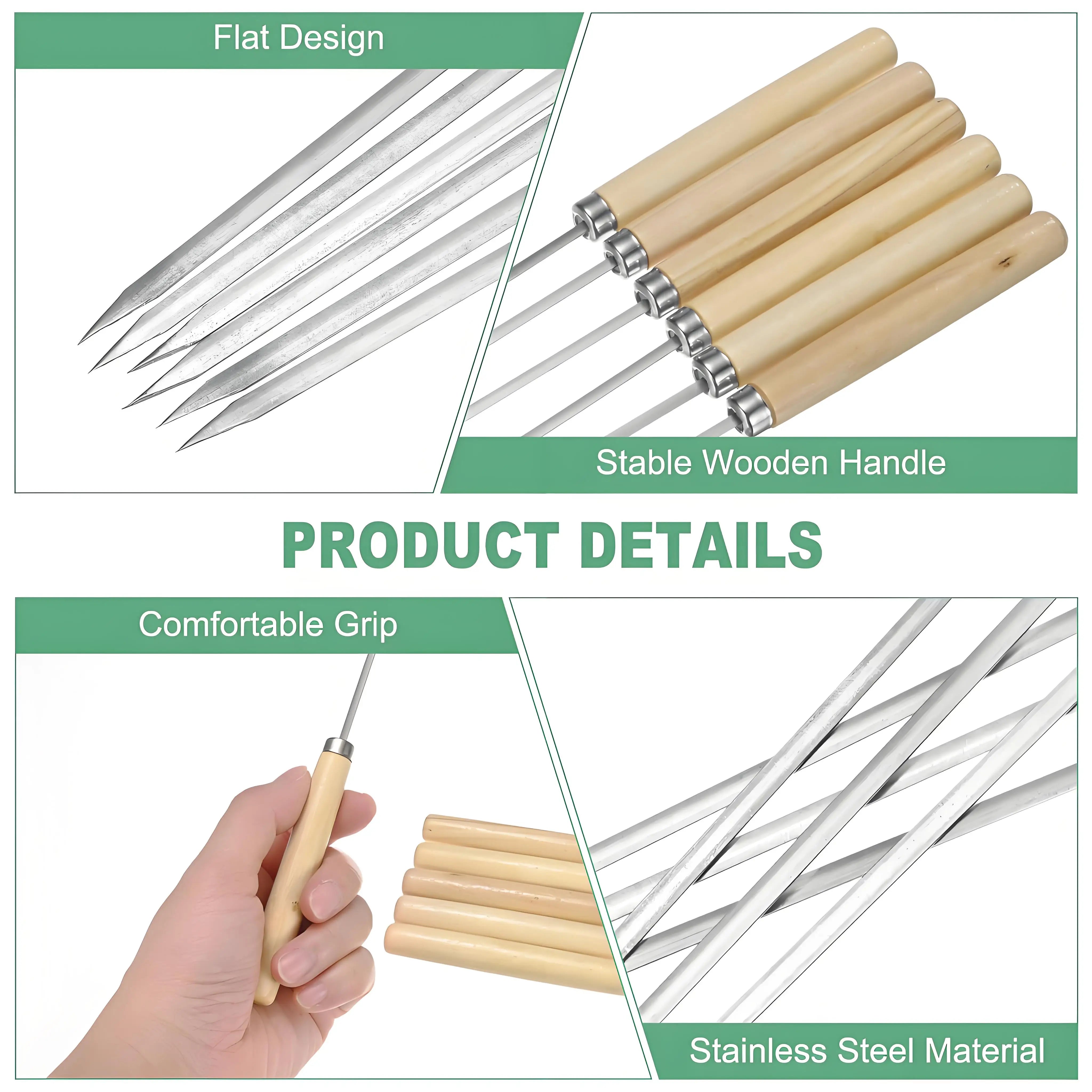 50-Pack Stainless Steel BBQ Skewers | Reusable & Rust-Proof Grilling Sticks | for Camping Backyard Parties Outdoor Cooking