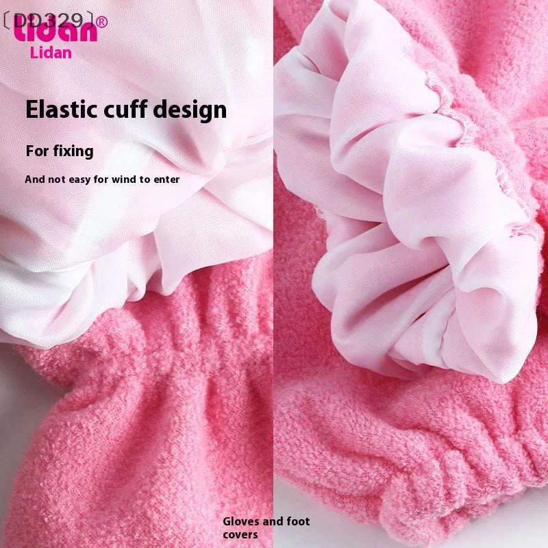 〔DD329〕1 Pair Insulation Care Gloves Flannel Elastic Opening Nail Protection Hand Therapy Paraffin Wax Mitts Reusable Warmers