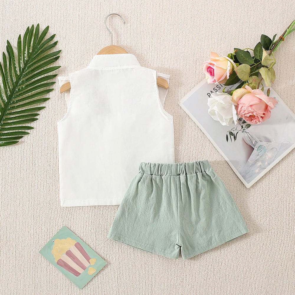 Summer New Simple Style Baby Girl Set, Flower Embroidered Children'S Clothing Suitable For Babies Aged 9 Months To 3 Years Old