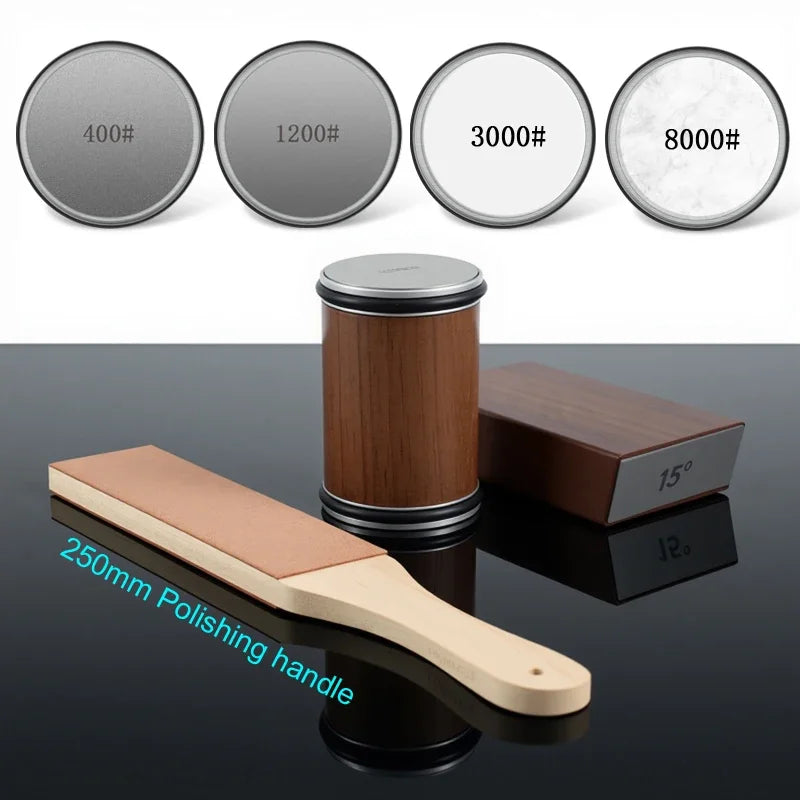 Rolling Knife Sharpener Magnetic Knife Holder Diamond Sharpening Stone with15and20 Degrees Angle Roller Kitchen Accessory set