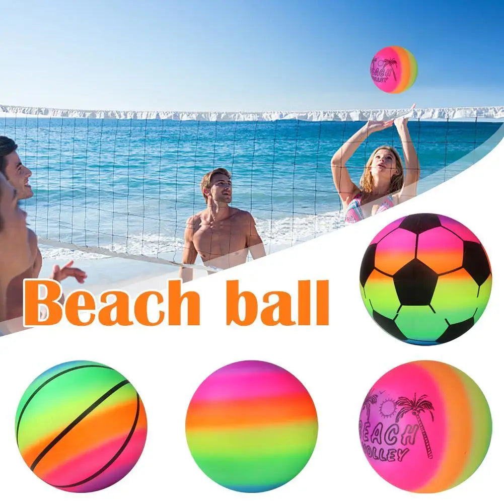 1 Pcs Rainbow Beach Ball Inflatable Summer Beach Ball Game Rubber Pool Net Kids Garden Volleyball Beach Toy Rainbow Swim T2J8