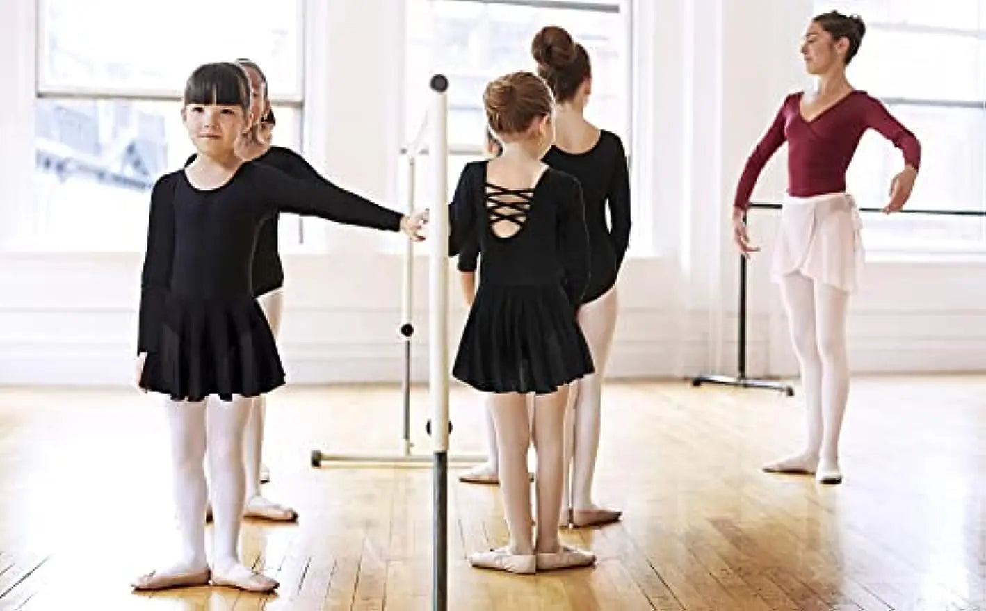 Girls' Ballet Leotard Toddler hollow out  Back Dorsal do alternately  Long Sleeve Skirt Kids Mesh Dance Dress