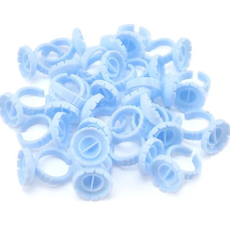 100Pcs Disposable Heart-shaped Glue Ring Cup Eyelash Extension Tattoo Pigment Holder Pallet Lashes Makeup Tools