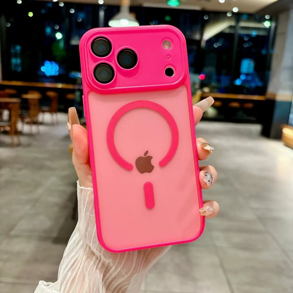 Luxury Frosted Phone Case For iPhone 17 16 15 14 13 12 11 Pro Max 16 15 Plus 17 Air For Magsafe Matte Transparent Magnetic Cover