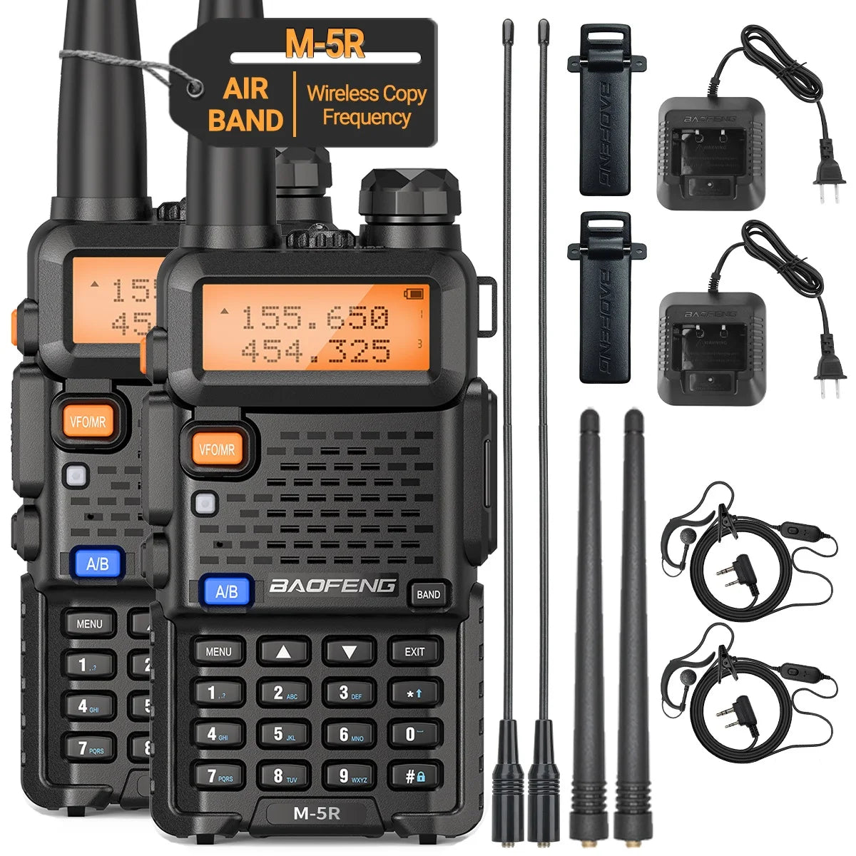 1/2PCS New Baofeng M-5R 8W Walkie Talkie Multi Band Type-C Wireless Copy Frequency AM Long Range For UV-5R Two Way Ham Radio