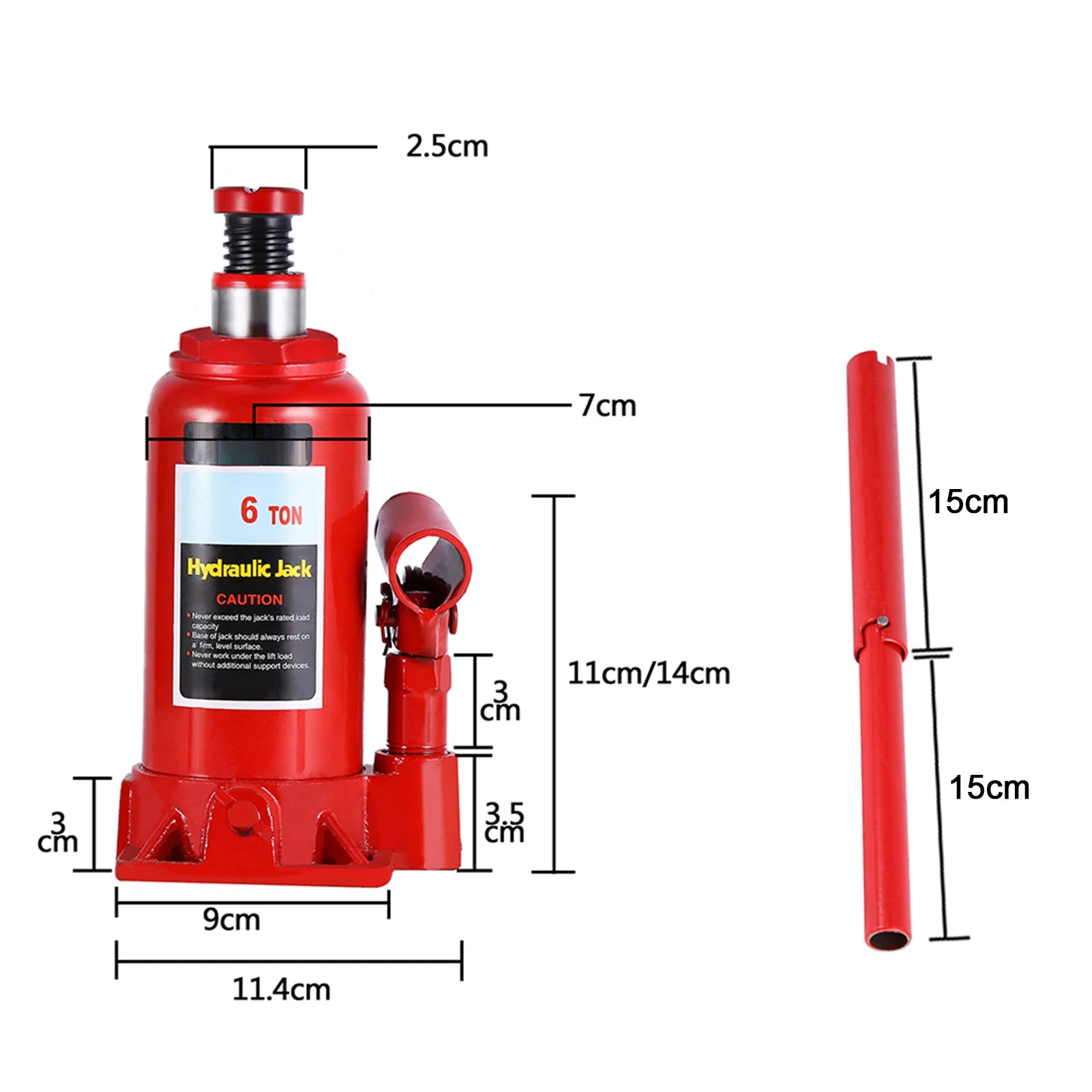 6T Heavy Duty Hydraulic Bottle Jack Lifting Car Van  Vehicle Automotive Lift Automotive Lifter